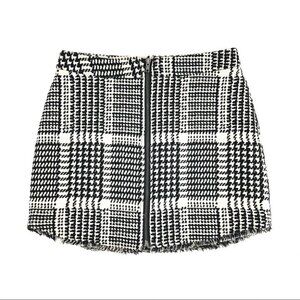 Cupcakes & Cashmere Tweed Black White Full Zipper Skirt Size 8